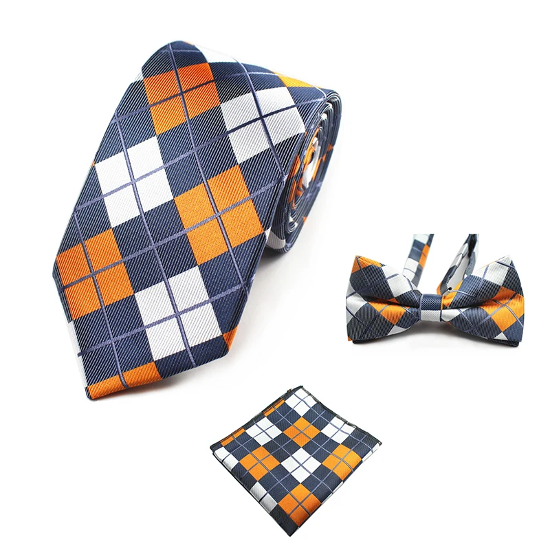 

GUSLESON Fashion Wedding Floral Necktie & Pocket Square Towel & Bow Tie Set Mens Suit Papillon Corbatas Handkerchief Tie gravata