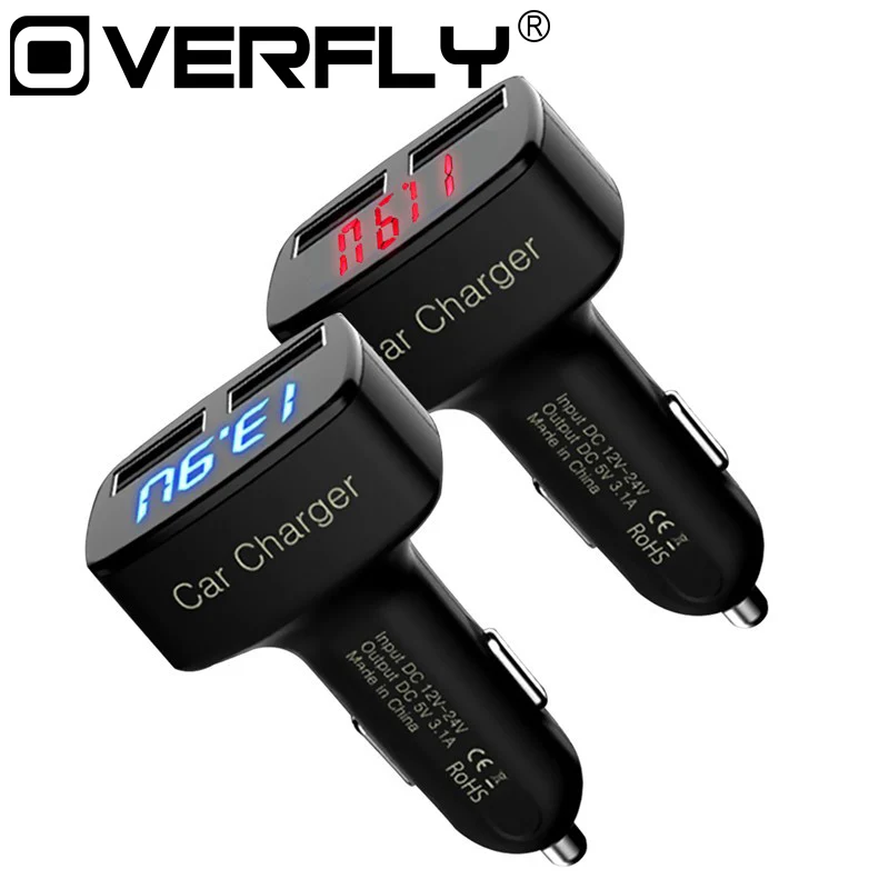 جديد 4 في 1 شاحن سيارة ثنائي USB DC 5 V 3.1A مهايئ عام مع الجهد/درجة الحرارة/الحالي متر فاحص شاشة LED رقمية