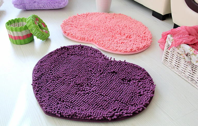 الحب القلب شكل الحمام السجاد ، الصلبة الأخضر الأحمر حمام الحصير ممسحة ، Tapete الفقرة قورتو ، غير sllip الشنيل غرفة نوم البساط الطابق حصيرة