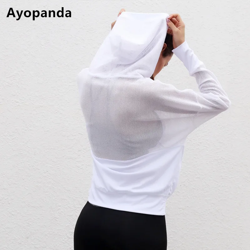 Ayopanda Новинка 2017 ажурная Толстовка с длинным рукавом свободный сетчатый топ для