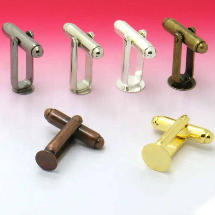 

6x Inner 6mm Plane French Cufflink/Cuff links Blank Jewelry Bezel Setting Tray for Cameo Cabochons Silver/Antique Bronze