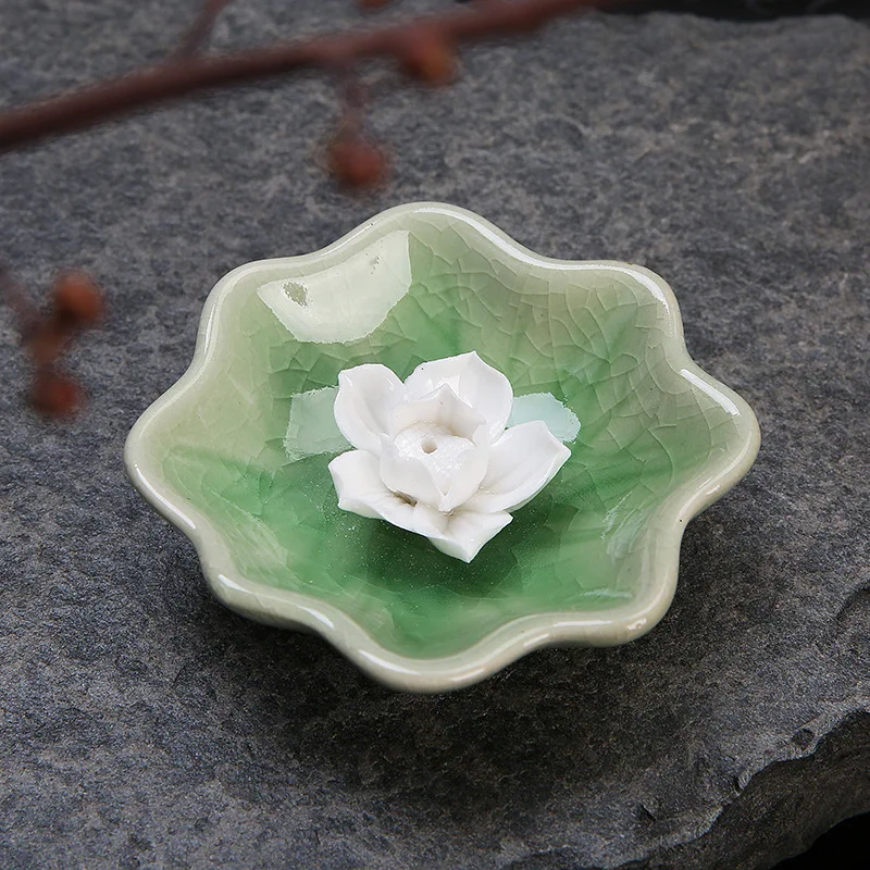 1PC Manual Incense Holder Lotus Ceramic Incense Dish Incense Seat Plate