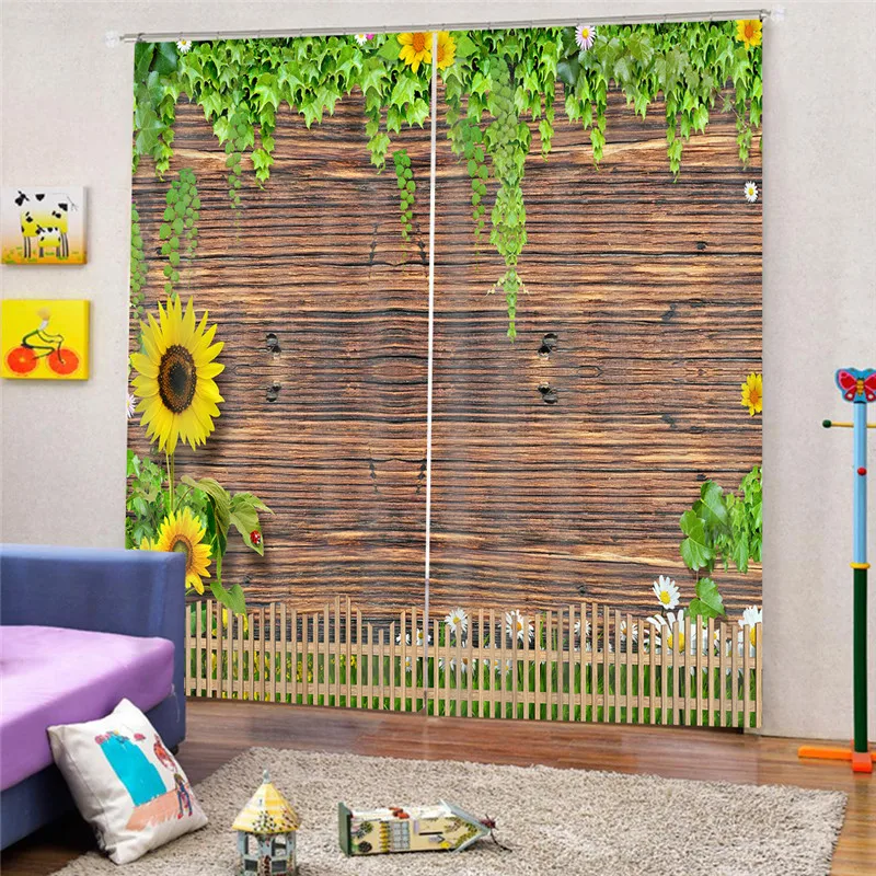 

Luxury Blackout 3D Sunflower Window Curtains For Living Room Bedroom Drapes cortinas Rideaux Customized size Cushions cover JUN4