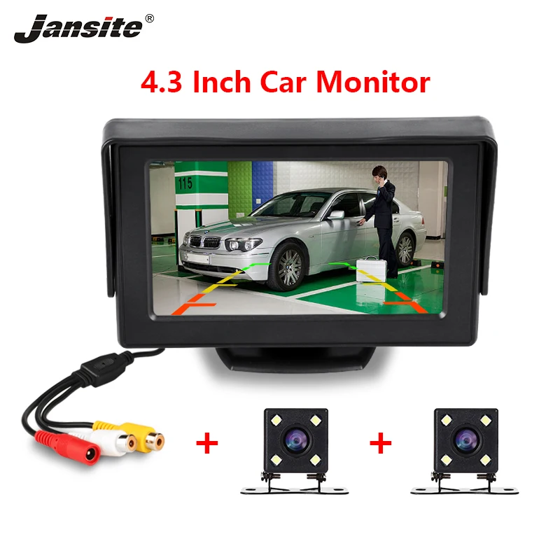 

Jansite 4.3" TFT LCD Car Monitor HD Display camera Reverse Camera Paking System With Auto Two Backup cameras NTSC PAL for SUV RV
