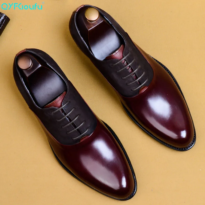 

2019 Fashion Man Formal Shoes High Quality Genuine Leather Personality Men Business Dress Oxford Wedding Shoes US 11.5