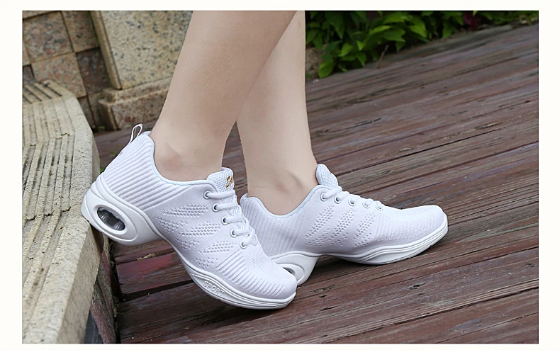 Современные женские кроссовки для джазового танца, дышащая сетка, на шнуровке, для танцев, тренировочная обувь, амортизирующие легкие кроссовки для фитнеса