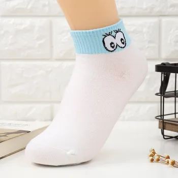 

1 Pair Women's Socks Girl Female Short Cotton Cute Socks Eyes Print Bear Print Ankle Sox Ladies Low Cut Boat Art Socks