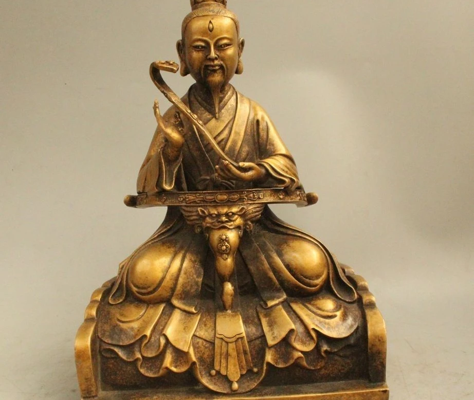 

11" Chinese Fengshui Copper Taoism Taoist Priest Lao Jun God Statue Sculpture