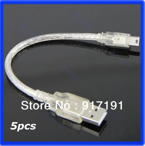 

High Quality 6pcs/lot Short A Male to Mini 5-pin B Male USB Adapter Cable USB2.0 Extension Cable