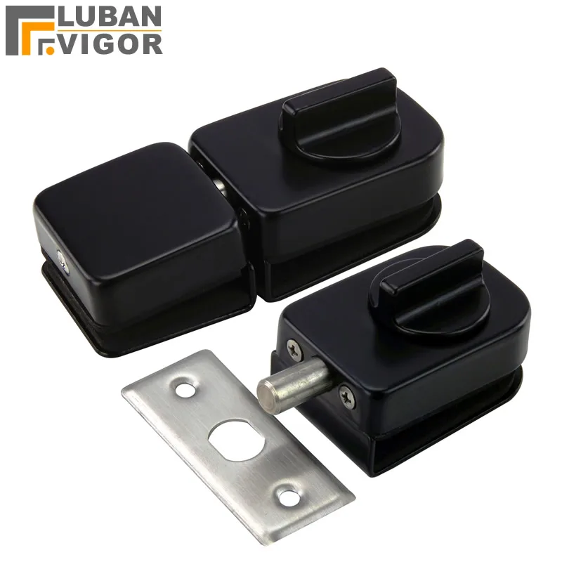 Us 10 46 9 Off New Design Black Glass Door Latches Lock Bolt Stainless Steel Without Drilling For Double Single Frameless In