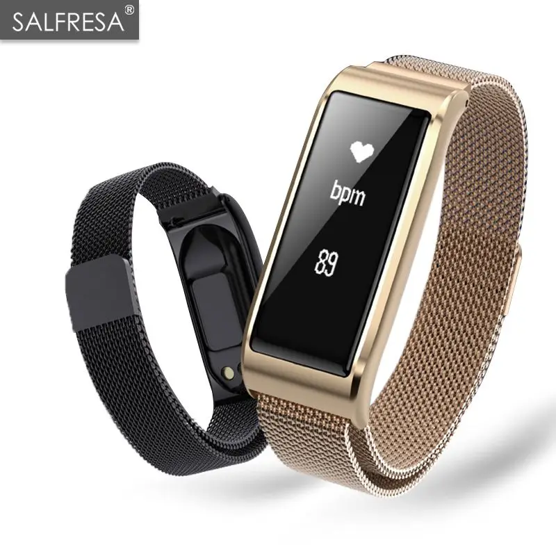 Smart Bracelet Metal Heart Rate Monitor SALRESA B29 Pedometer Step Smart Call Reminder Wristband For Woman Ladies Smart Watches