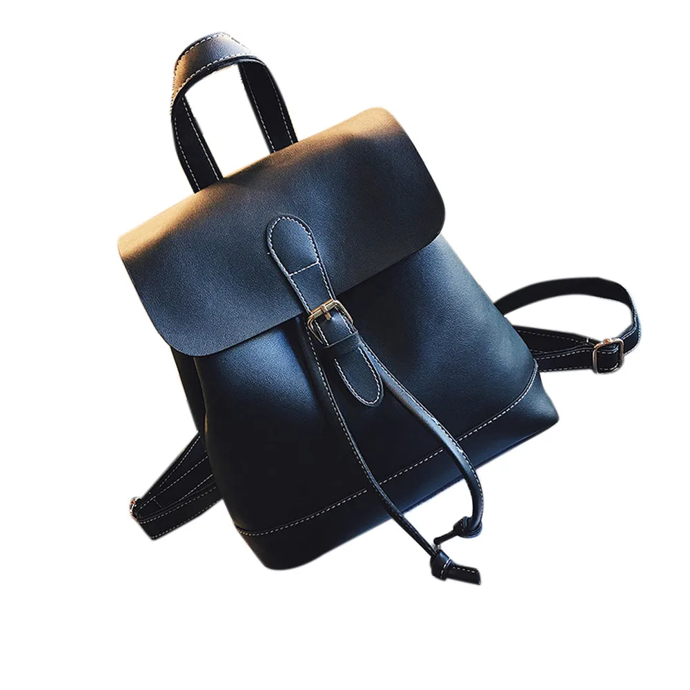 Aelicy, модный винтажный рюкзак в простом стиле, женские рюкзаки из искусственной кожи, роскошные женские сумки, дизайнерские, высокое качество - Цвет: Черный