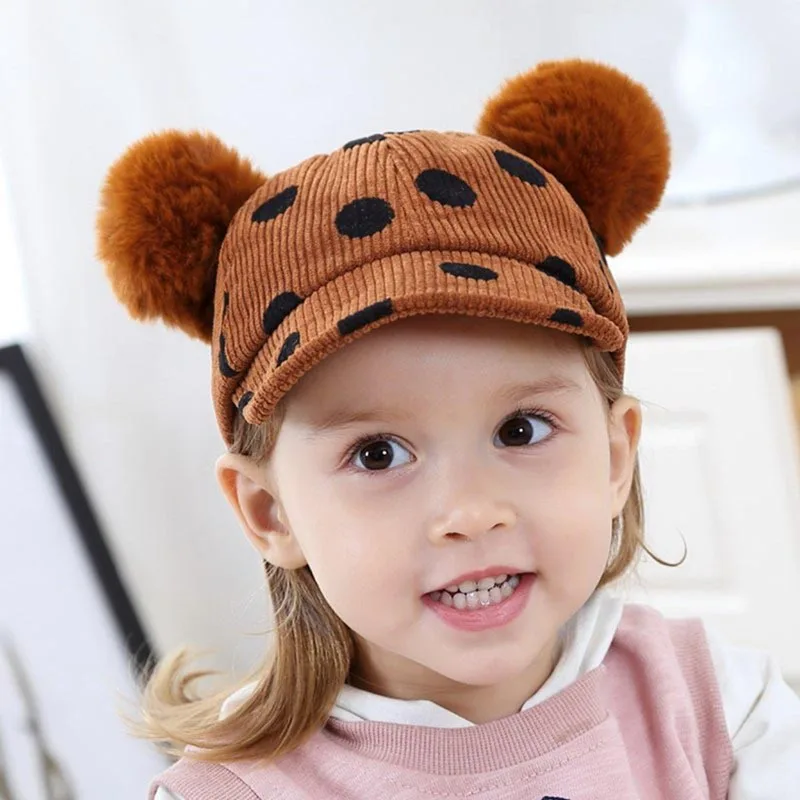 Mickey Ear Hats Children Snap Back Dots Pattern Caps Baseball Cap with Ears Autumn Winter Hip Hop Kids Baby Boy Girls | Детская одежда