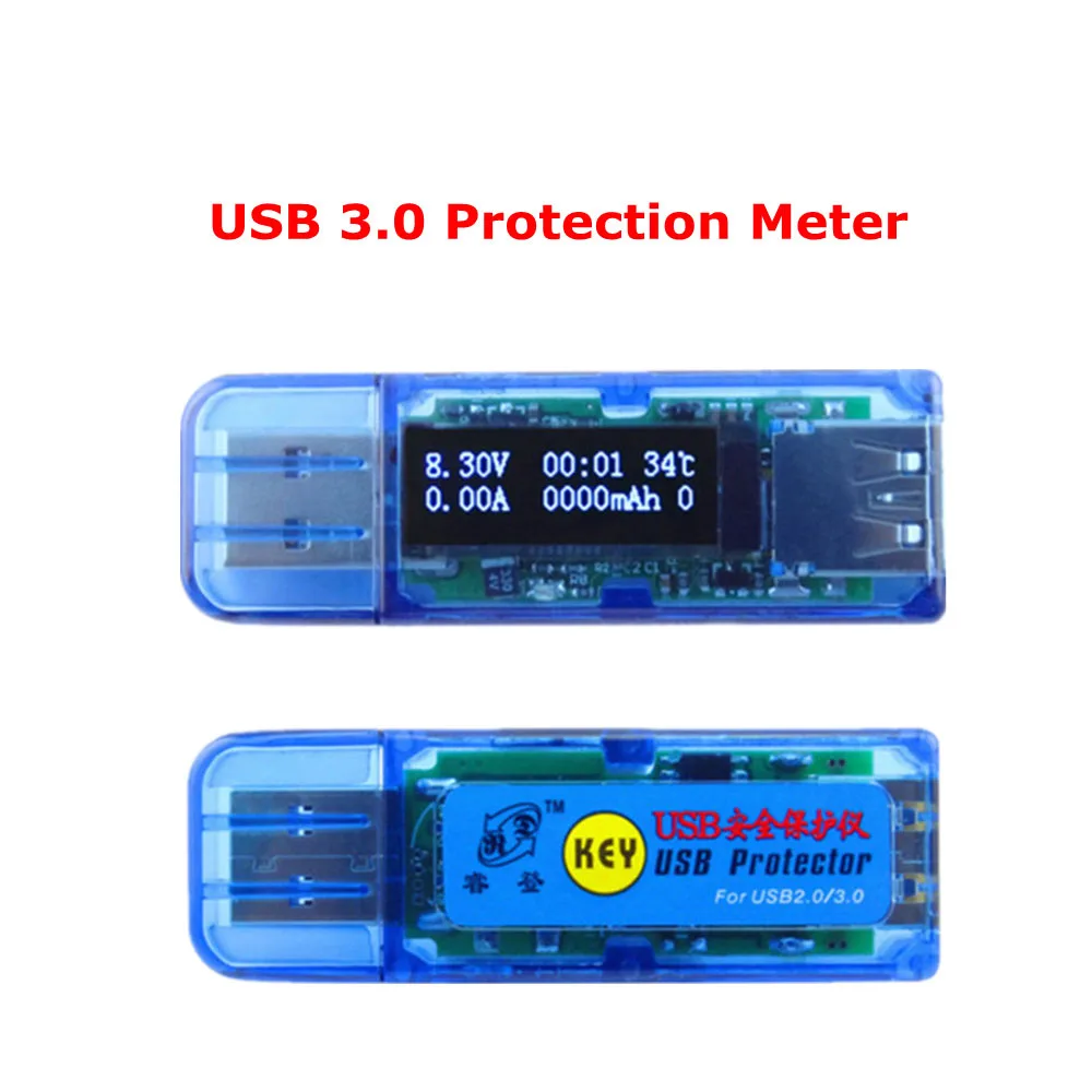 

OLED USB 3.0 protection instrument meter voltmeter ammeter power capacity voltage current mobile power charger white