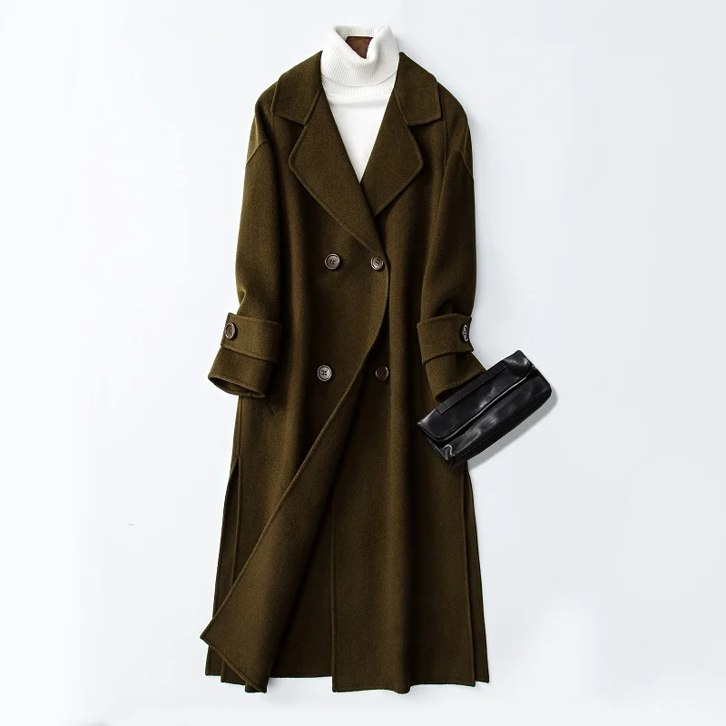 Caramel Green De Color caramel Manteaux blue Color Femme Automne Supérieure army Long Casaco 2018 Feminino Femelle Laine Manteau Qualité Color tibetan Yellow Veste Femmes Hiver Mode camel Color zHqxFaxpwn