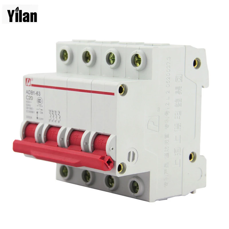 4P 25A 240V//415V Circuit breaker MCB C TYPE 4 Poles