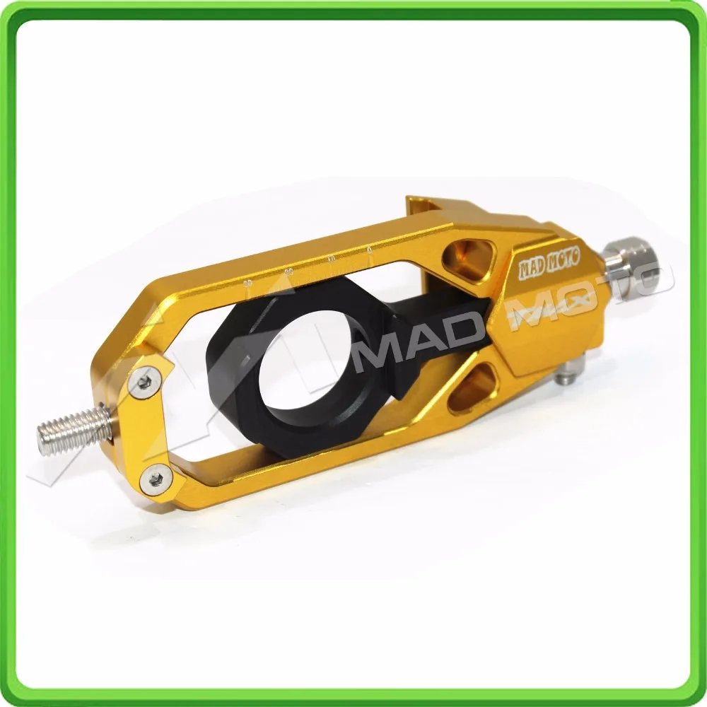 Aluminum motorcycle Chain Tensioner Adjuster fit for YAMAHA T MAX 530 TMAX 530 T-MAX 530 2012 2013 2014 2015 2016 Gold & Black (10)