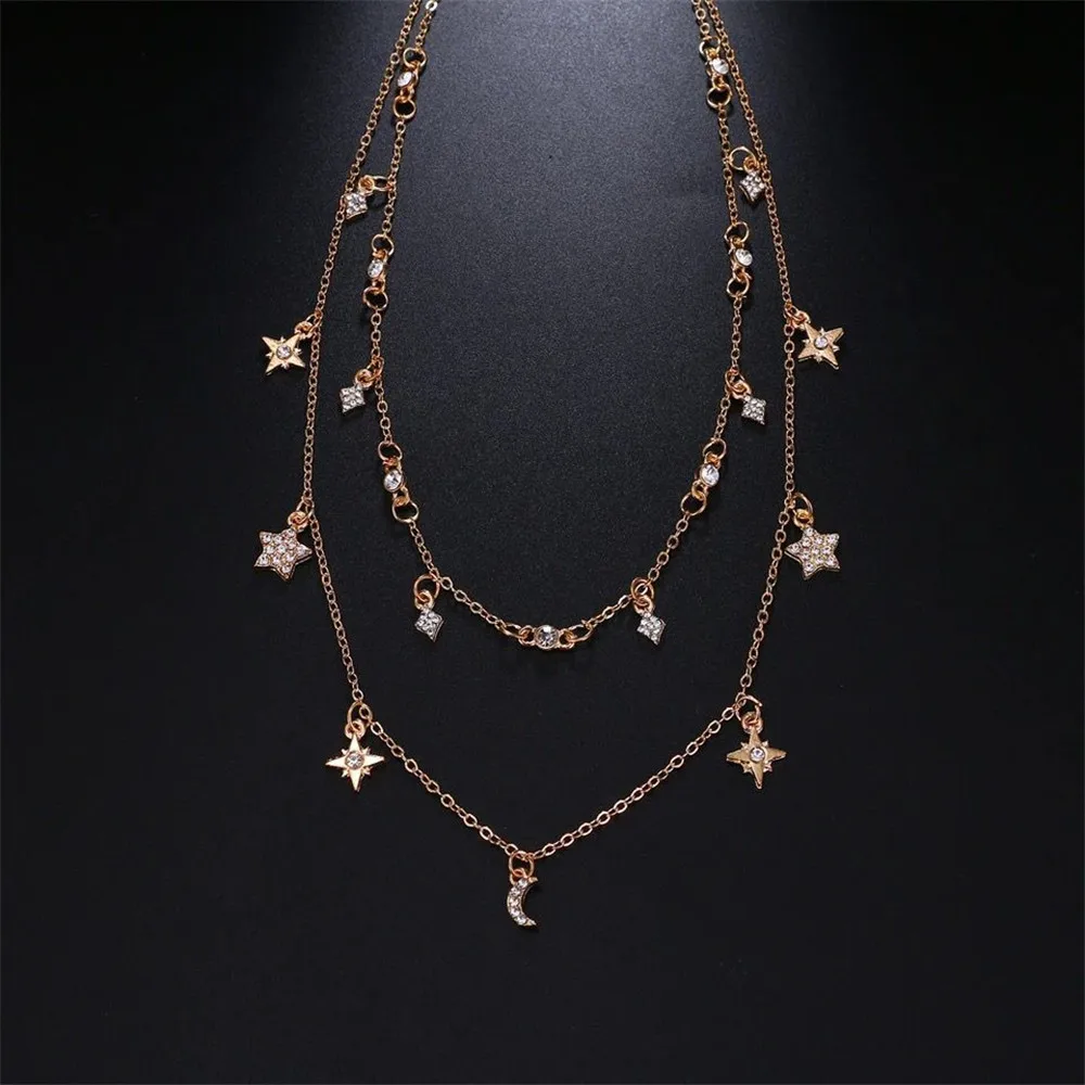 bls-mircale Multi Style Crystal Stone Stars Moon SunDangle For Women Girls Vintage Multilevel Summer Bohemian Geometric Jewelry