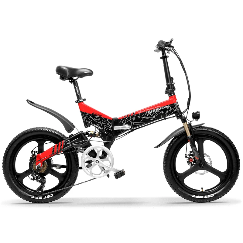 Cheap Lankeleisi G650 Electric Folding Bicycle full suspension 7 Speeds 500W Motor 48V 10.4AH Battery light weight frame 0