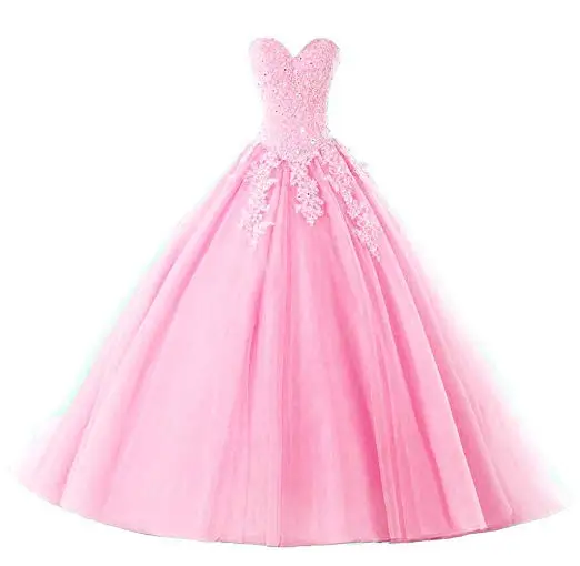 ANGELSBRIEP Sweetheart Quinceanera Dresses For 15 Party Formal Appliques Beading Tulle Vestidos De Debutantes Party Gowns - Цвет: Blush Pink