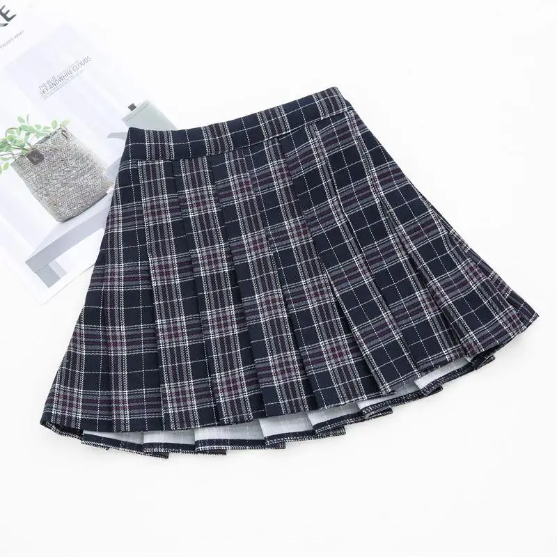 Хлопковая плиссированная юбка в консервативном стиле с эластичной резинкой на талии и невидимой молнией, Высококачественная удобная короткая рубашка из ткани - Цвет: 4