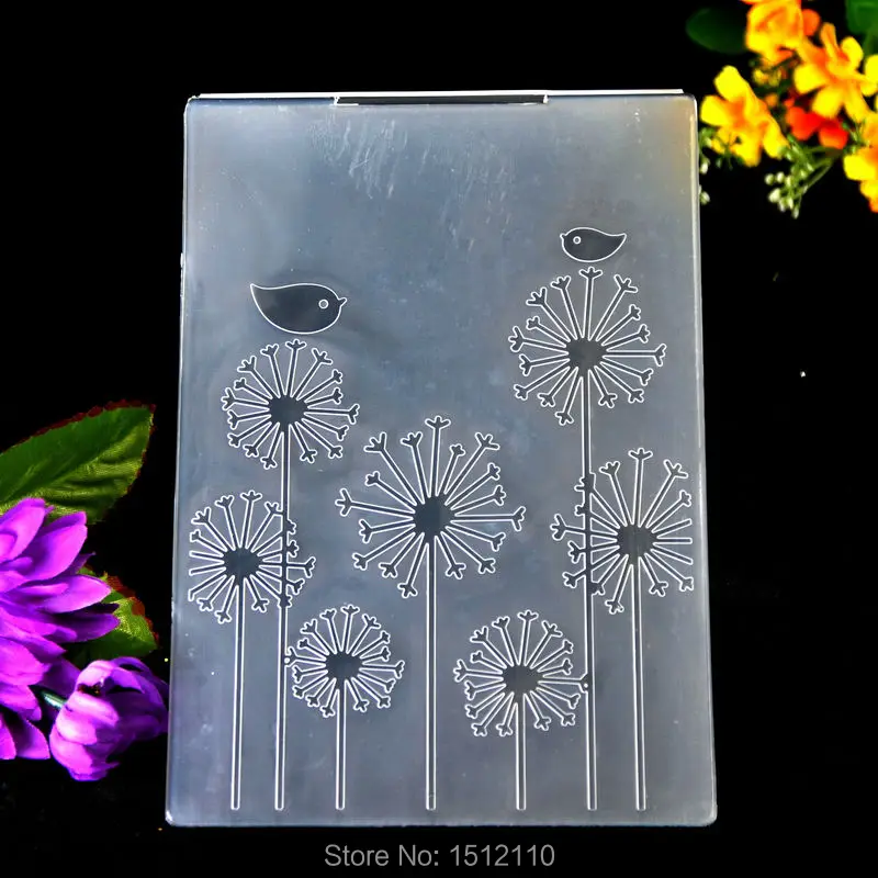 Dandelion Bird Plastic Embossing Folder For Scrapbook DIY Album Card