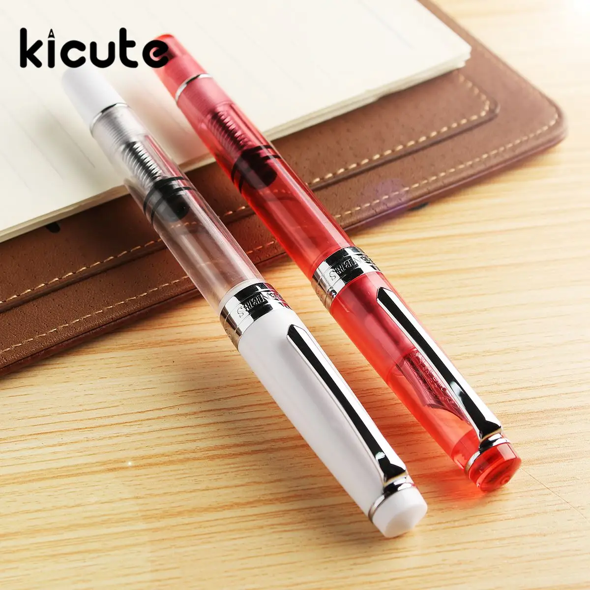 

Kicute 1 pcs 0.5mm MF Medium Fine Nib Transparent Piston Fountain Pen Calligraphy Smooth Writing Office School Supplies Gifts