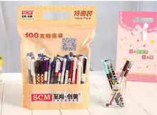 

0.38mm 100pcs set black and blue gel pens Stationery cute students pen Gel Ink pen office supplies wholesale