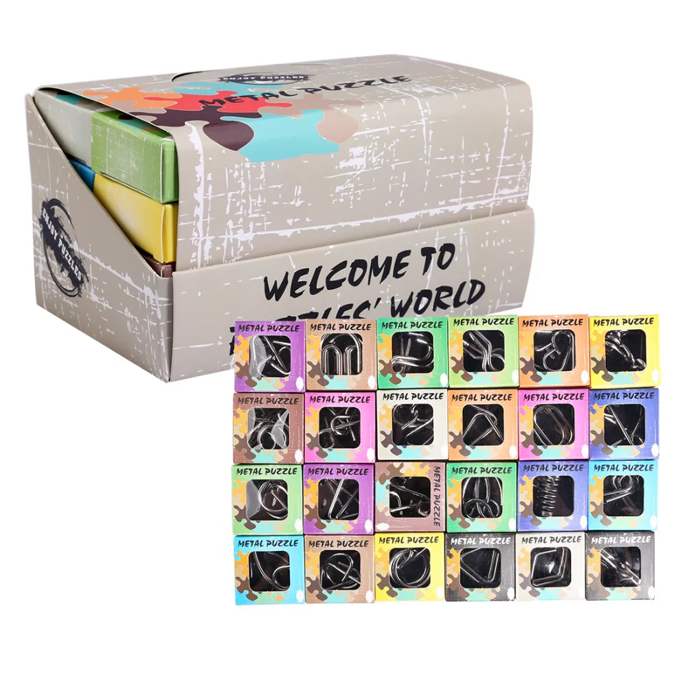 24Pcs Metal Wire Puzzles Brain Teaser Classical Intellectual Toy