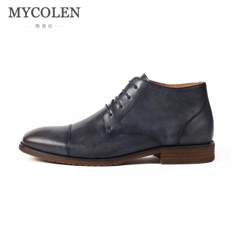 

MYCOLEN 2018 Autumn And Winter New Leather Men'S Shoes High-Top Men'S Casual Leather Boots British Men'S Retro Martin Boots