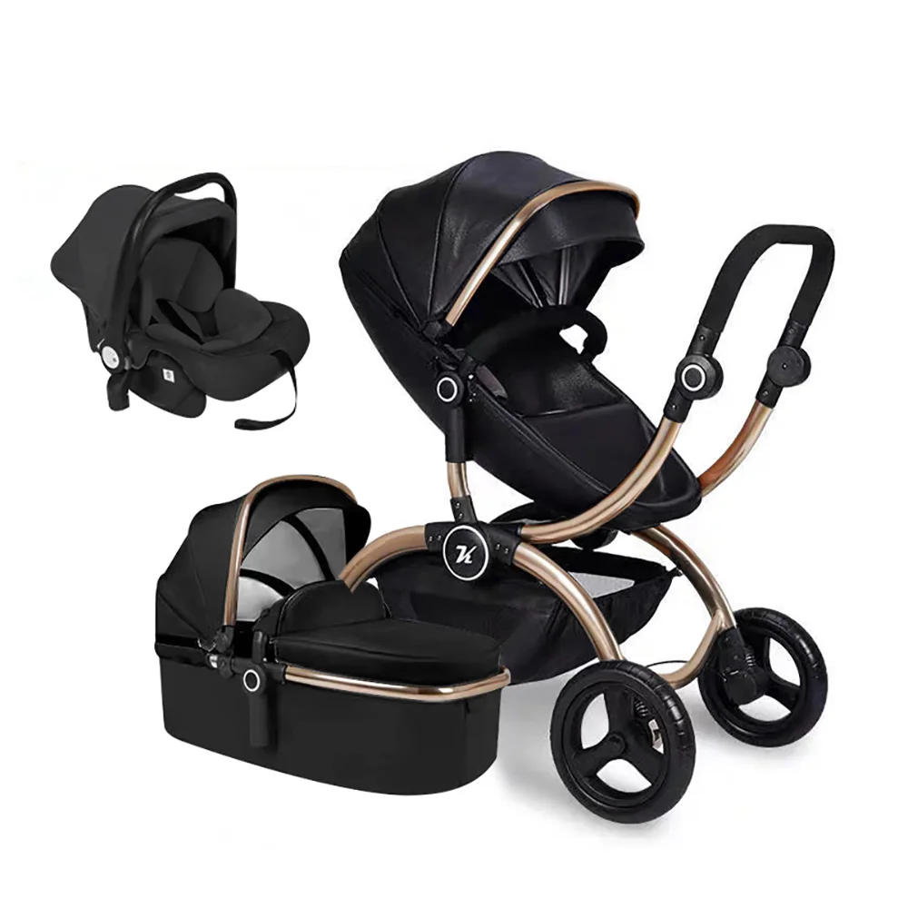 3 in 1 new style toke baby stroller 2 in 1 baby car folding baby stroller independent baby sleeping basket and car seat - Цвет: 3 in 1 black