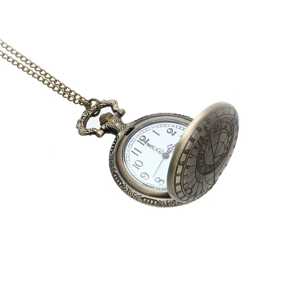 Часы карманные кварцевые формы геометрические с сплава ожерелье Винтаж бронза