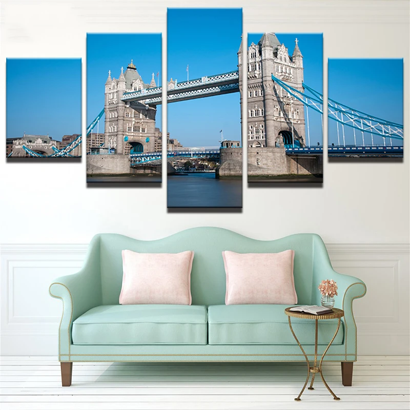 Painting-Canvas-Modular-Decoration-Home-Decor-5-Panel-Building-The-Golden-Gate-Bridge-Frame-Modern-Wall