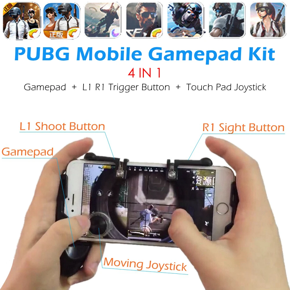 

Fortnite PUBG Mobile Game Controller Gamepad L1 R1 Trigger L1R1 Shooter Aim Button Touch Pad Joystick for iPhone Android Phone