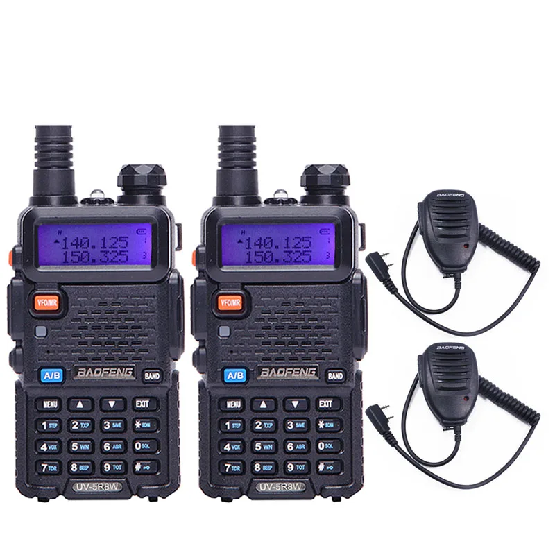 2 шт. Baofeng UV-5R 8 Вт Высокая мощность 8 Вт Мощность ful 10 км портативная рация большой диапазон CB Ham Радио УКВ двухдиапазонный UV5R двухстороннее радио - Цвет: add 2 speaker mic