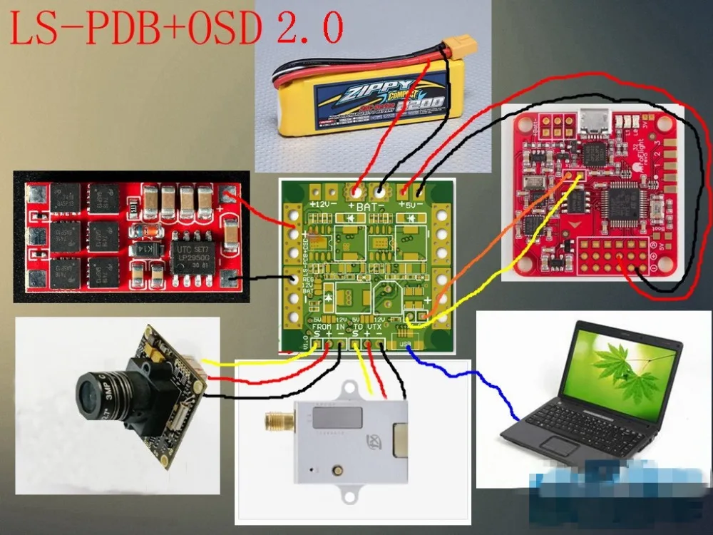 2016 Новый FPV Naze32 F3 CC3D PDB Встроенный OSD BEC двухсторонний упрощенный разъем