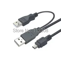 0,7 м USB 2. 0 два Тип мужчина к Mini 5 штекер Y кабель для 2,5 "мобильный жесткий диск HDD, Почта Китая с номером отслеживания