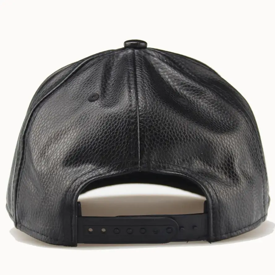 De cuero de los hombres de sombreros de Color sólido casuales de la Pu de la Moto del sombrero del Snapback Gorra de béisbol de los hombres mujer liso curvado Sunhat Gorra baseball #18