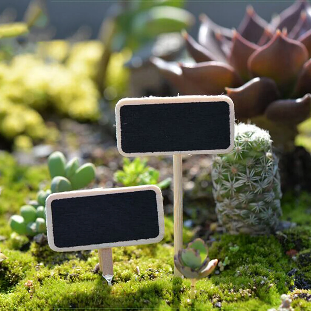 20Pcs Cute Wood Blackboard Fairy Garden Crafts Plant Pot Figurines Bonsai Micro Landscape Decor S+L