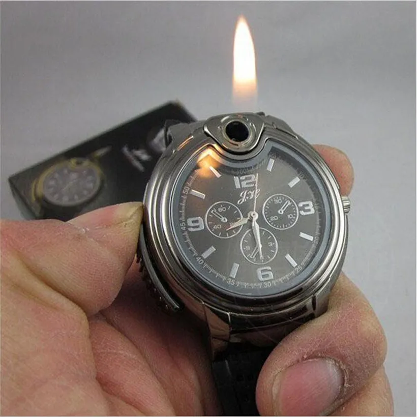 

Fast sending Creative Watch Men Military Lighter Watch Men Quartz Refillable Butane Gas Cigar Watch Christmas Gift Drop shipping