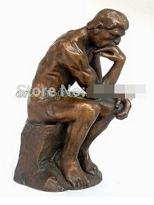 

Free Shipping>>Collectible ! Vintage Rodin Pure Bronze Thinker Statue Art Deco