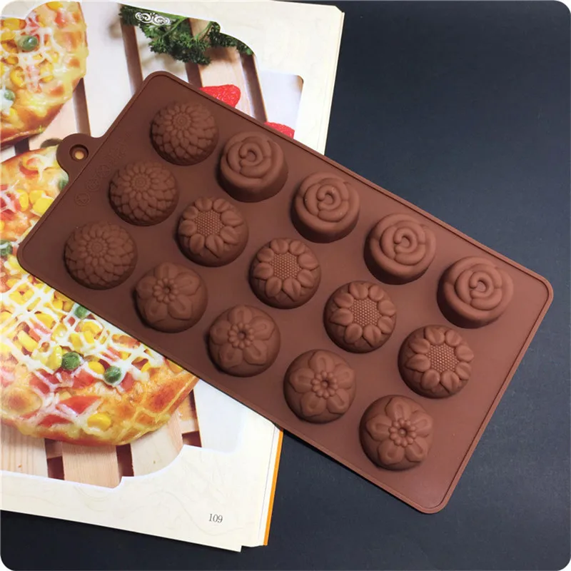 Уникальные Силиконовые формы для шоколада в форме цветов, льда, кекса, леденца и сахара