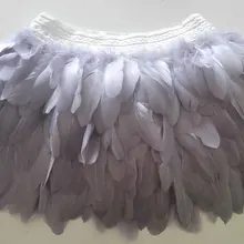 Мини-юбка из гусиного пера с широким эластичным поясом# SKT16011