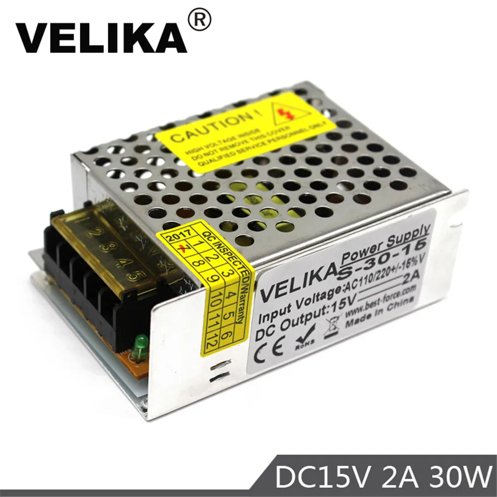 Источник питания переключателя DC15V 2A 30 Вт Светодиодный драйвер для светодиодной