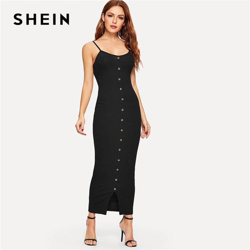 shein button front dress