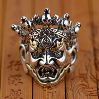 

MAHAKALA Tibetan Buddhist Ring 925 Sterling Silver Size US 8~12 Free shipping