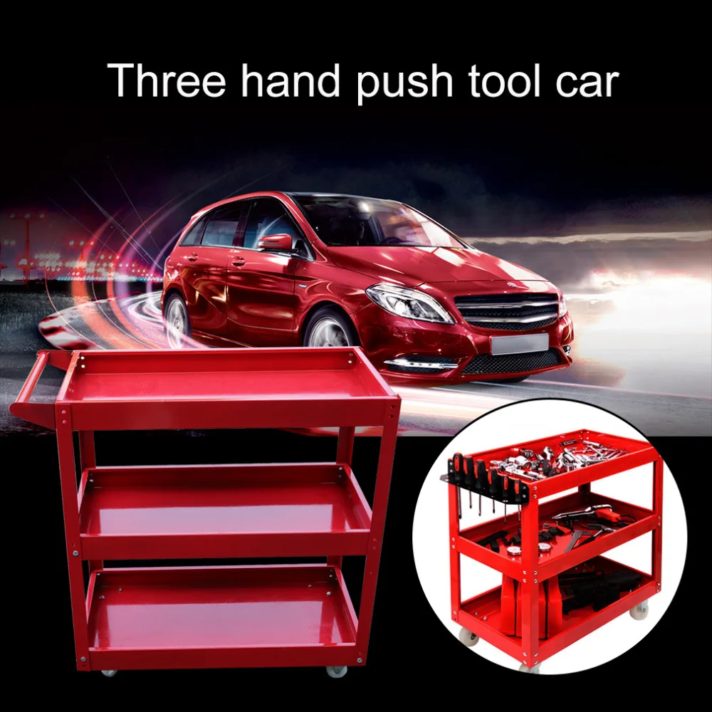 

High Performance 3 Tiers Home Garage Workshop Trolley Transport Tool Cart DIY Storage Wheel Cart Trolley Repair Tools Wheel Cart