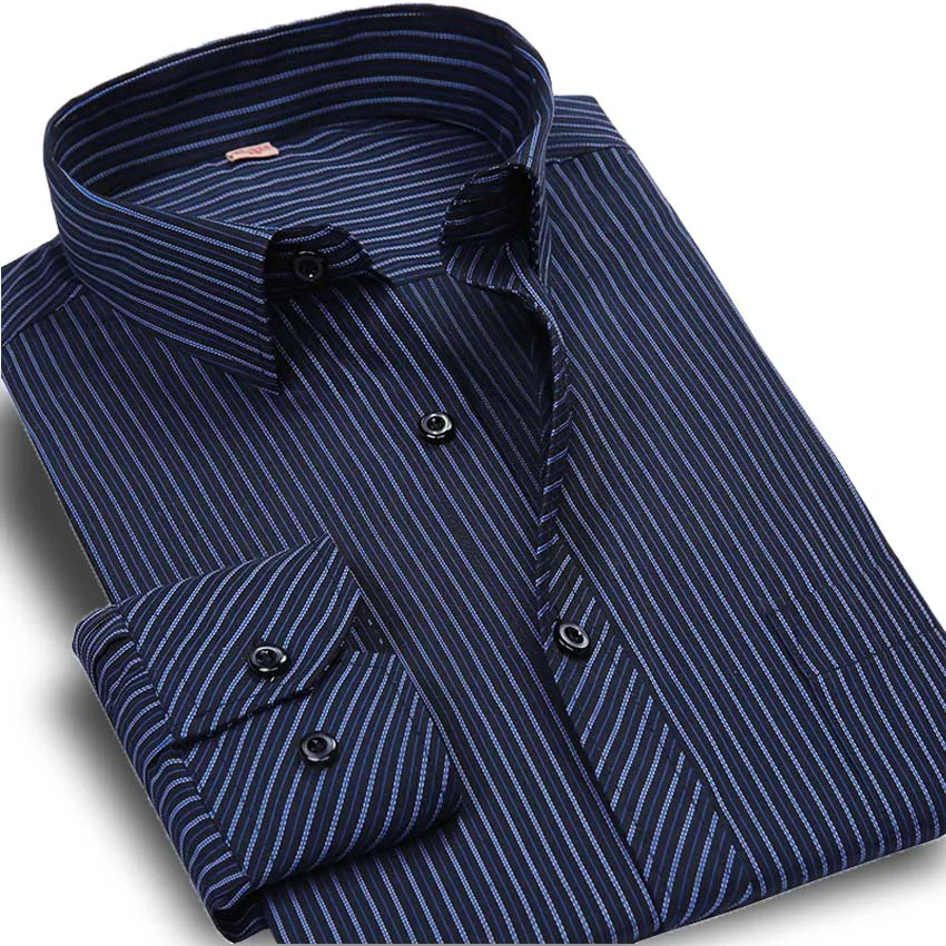 Plus Size 5XL 6XL Autumn New 2016 Men Striped Dress Shirt Formal
