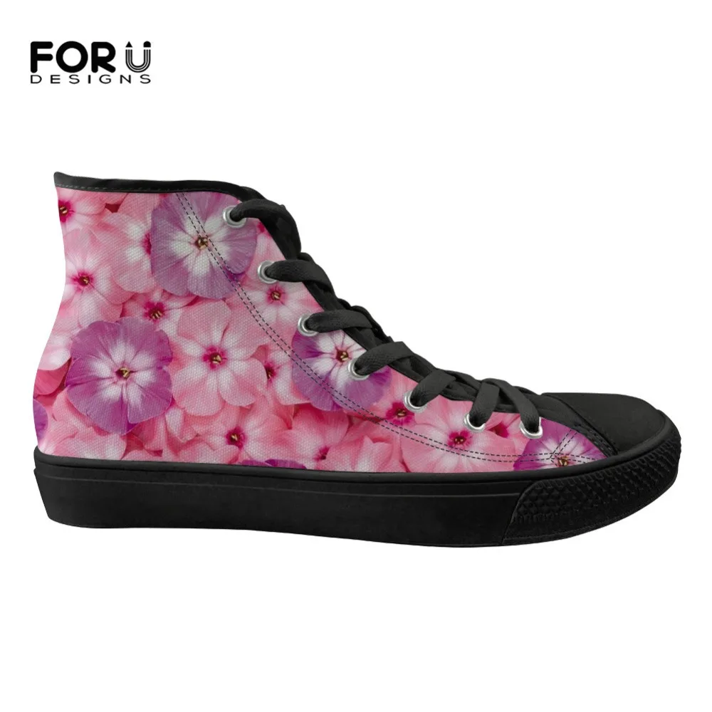 

FORUDESIGNS Ladies Shoes Flats Sneakers High Top Floral Style Canvas Leisure Vulcanize Shoes for Teenagers Spring Girls Zapatos
