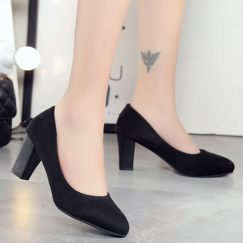 Новые модные женские туфли-лодочки обувь на высоком каблуке женские пикантные вечерние туфли с круглым носком для офиса, свадебные туфли женская обувь размера плюс 35-40#520